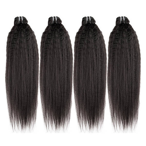 CLJHair kinky straight human hair 4 bundles and a 4x4 lace closure