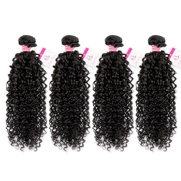 CLJHair 4 curly hair bundles with 4x4 transparent lace closure