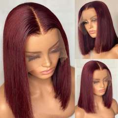 CLJHair 99J Straight Short Bob Lace Front Wigs For Black Women