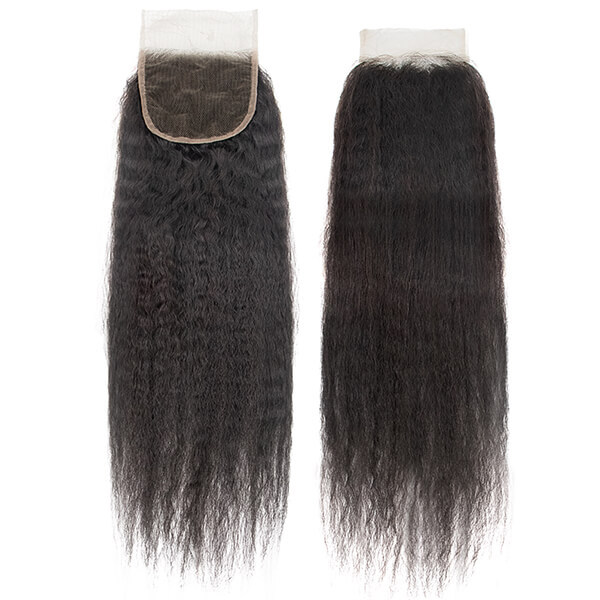 CLJHair best kinky straight hair 4 bundles with melt lace closure 4x4