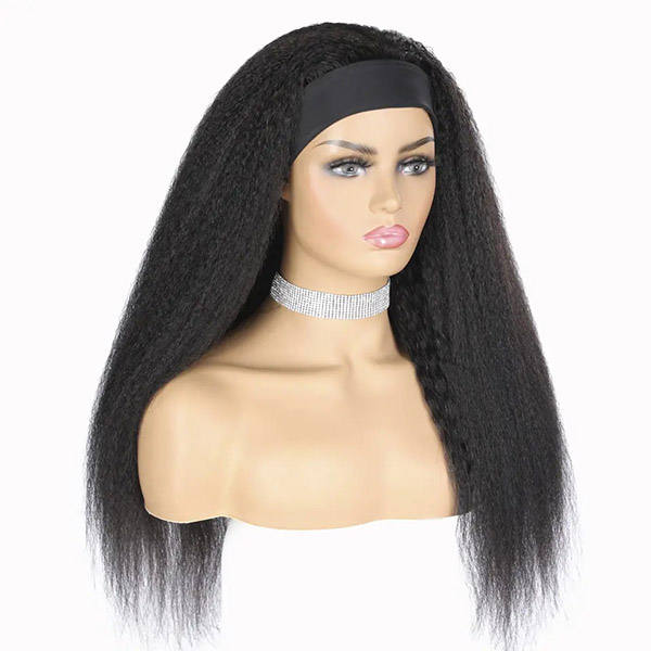 CLJHair kinky straight human hair headband half wigs for black women