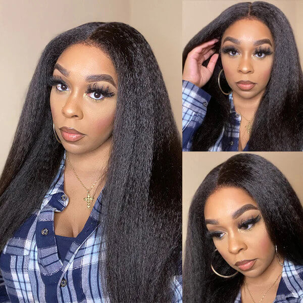 CLJHair 4c edges 5x5 hd lace kinky straight wig for sale