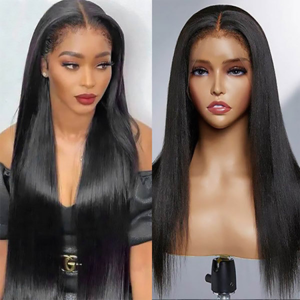 CLJHair 4C edges 13x4 hd lace front wig straight human hair