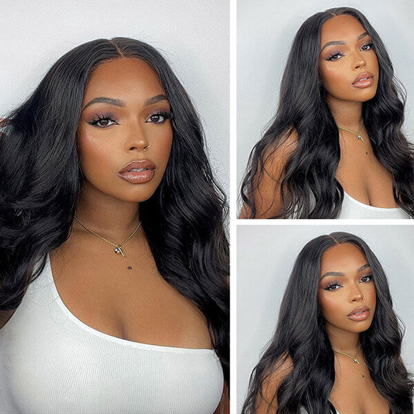 CLJHair natural black body wave breathable cap 13X4 HD lace front wigs