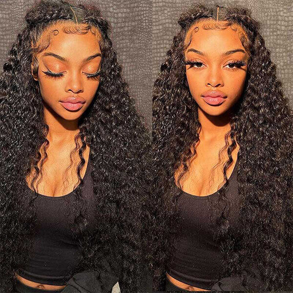 CLJHair 4C edges water wave human hair 13x4 hd lace front wig