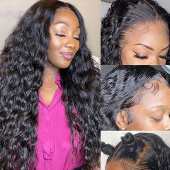 CLJHair 3 cap sizes water wave 13x4 hd lace front wig human hair
