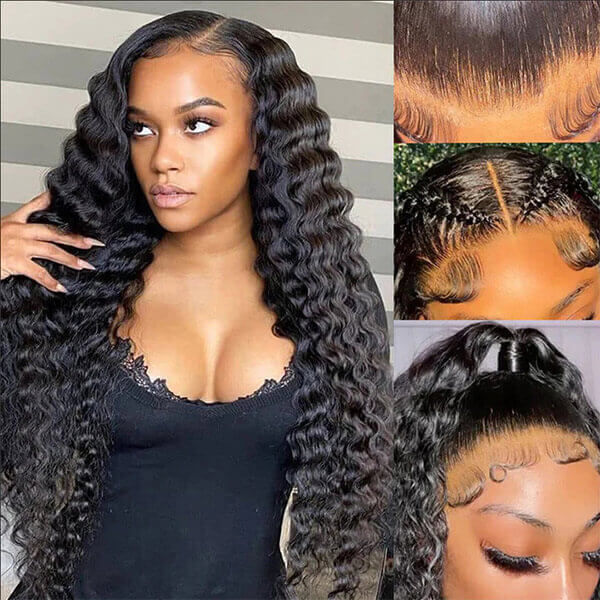 CLJHair deep wave 13x4 front hd lace wig with 3 optional cap sizes