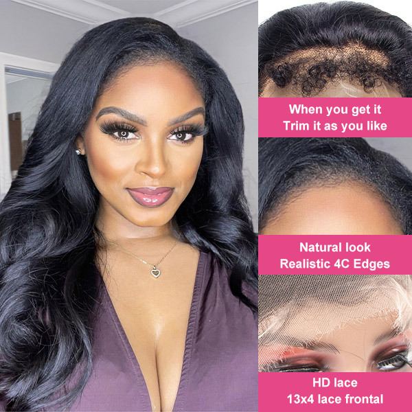 CLJHair 13x4 hd lace front body wave wig with 4C edges