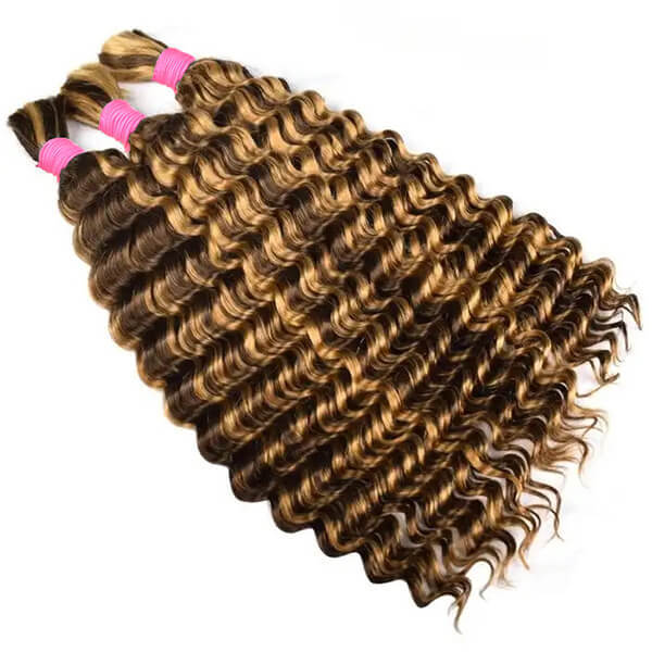 CLJHair #4/27 color deep wave human bulk hair for loc extensions