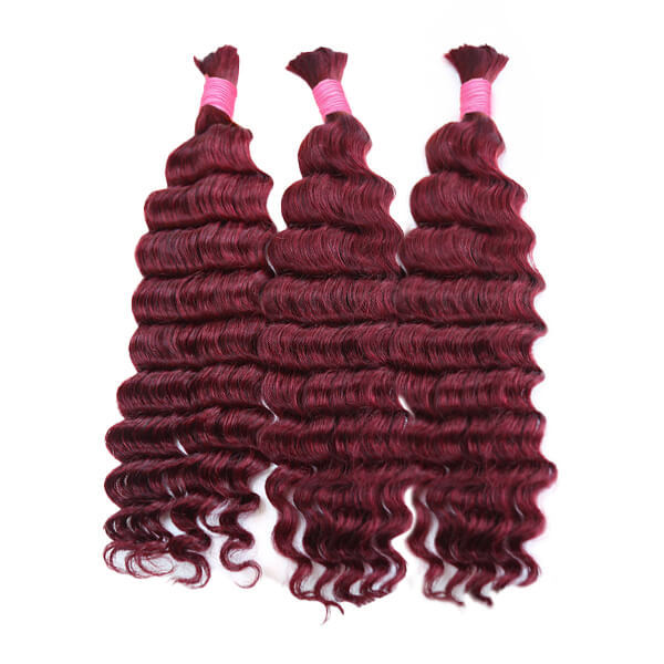 CLJHair 99J red wine burgundy human hair extensions bulk deep wave