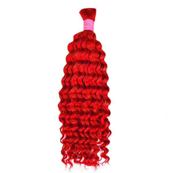 CLJHair red deep wave bulk 100 human hair for loc extensiosn
