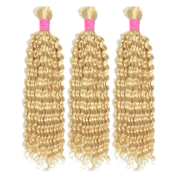 CLJHair #613 deep wave bulk blonde human hair extensions