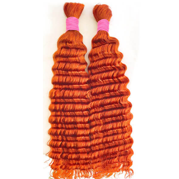 CLJHair orange ginger deep wave bulk human hair extensions for sale