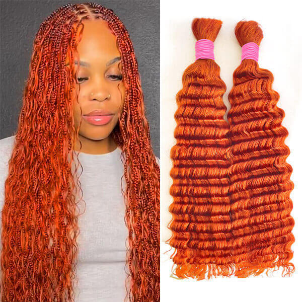 CLJHair orange ginger deep wave bulk human hair extensions for sale