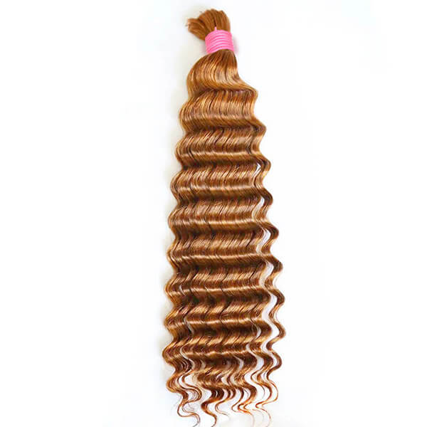 CLJHair #30 dark brown deep wave human hair bulk for extensions