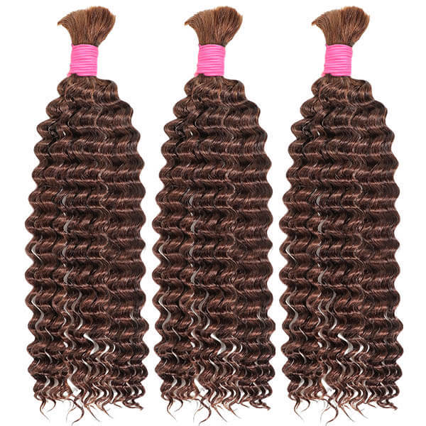 CLJHair 100% human hair extensions bulk color #4 deep wave