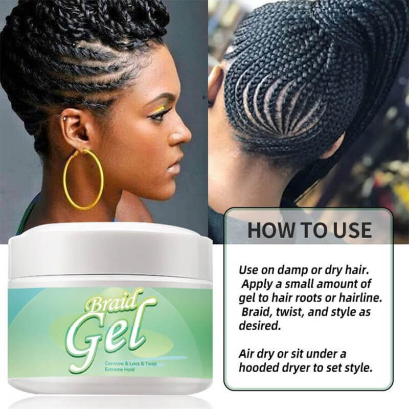 250ML/8.8 f.Oz Braids &amp; Edges Smooth Holding Gel,1PCS Strong ALLDAY - Locks Braid Gel Extreme Hold