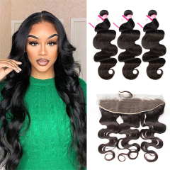 CLJHair best body wave hair 3 bundles with 13x4 hd lace frontal