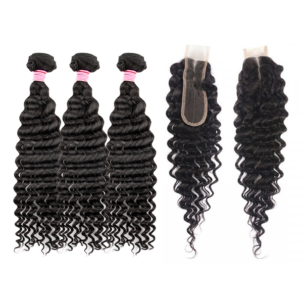 Cljhair 【2x6 Closure+ 3PCS】 Virgin Hair 3 PCS Hair Bundles With Transparent/ HD Closure