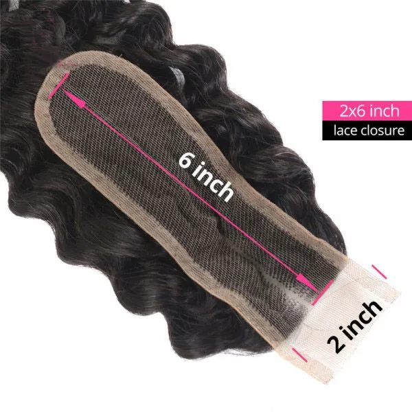 Cljhair 2x6 Closure+ 3PCS Hair Bundles 3 PCS With 2*6 Lace Closure And Deep Wave Hair