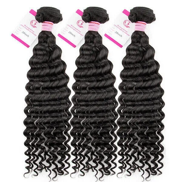 Cljhair 2x6 Closure+ 3PCS Hair Bundles 3 PCS With 2*6 Lace Closure And Deep Wave Hair