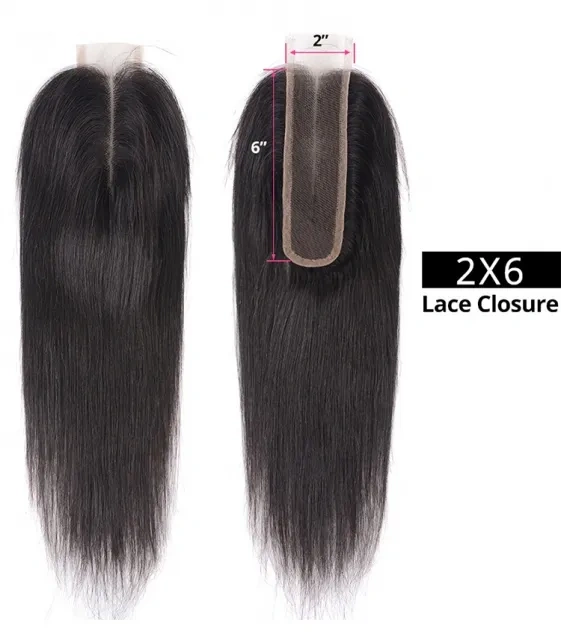 Cljhair Straight Hair 2*6 Lace HD/ Transparent Closure Middle/Free/Three Part Natural Color Human Hair