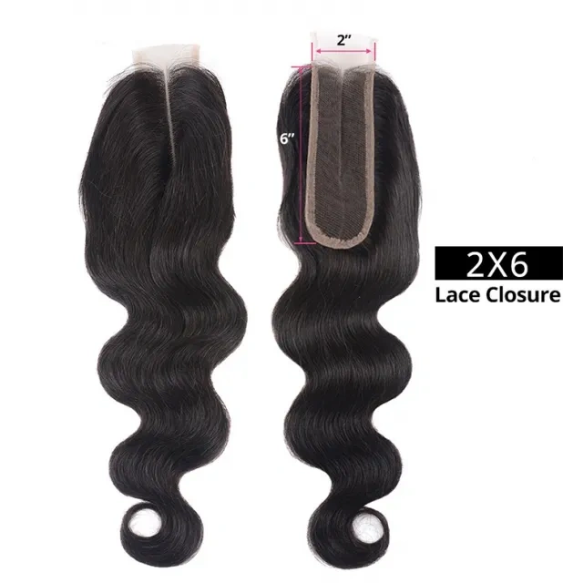 Cljhair Body Wave Hair 2*6 Lace HD/ Transparent Closure Middle/Free/Three Part Natural Color Human Hair