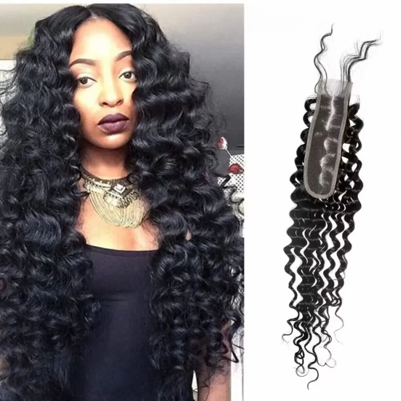 Cljhair 2x6 Deep Wave Kim K Transparent Lace Closure Virgin Human Hair Natural Color