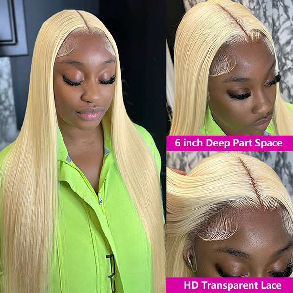 Cljhair【Middle Deep Part】2x6 Kim K lace Closure HD Straight Wig #613 Blonde 200%/250% Density Natural Affordable Price