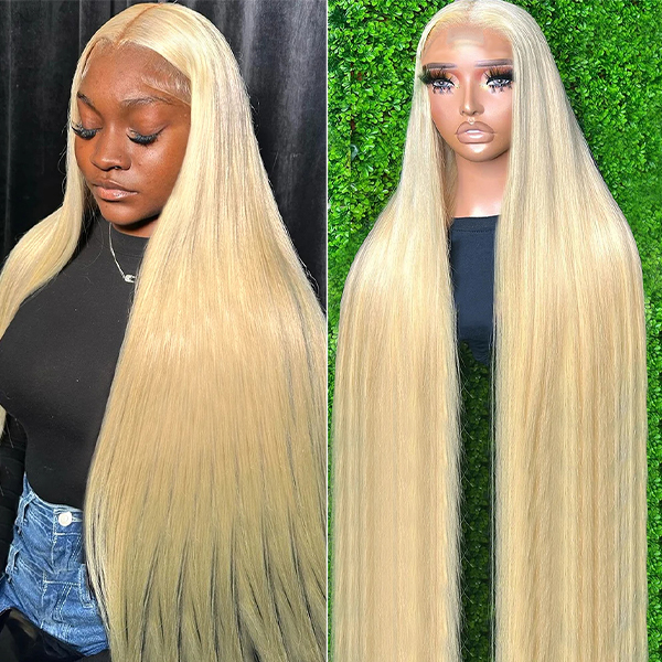 【Middle Deep Part】Cljhair 2x6 Kim K Transparent lace Closure #613 Blonde Straight Wig 200%/250% Density Affordable Price Natural