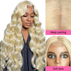 【Middle Deep Part】Cljhair 2x6 Kim K Transparent lace Closure #613 Blonde Bodywave Wig 200%/250% Density Affordable Price Natural