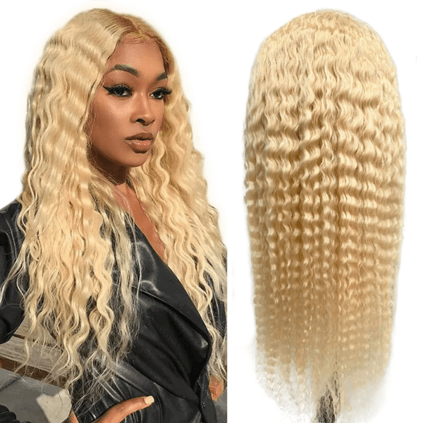 【Middle Deep Part】Cljhair 2x6 Kim K Transparent lace Closure #613 Blonde Deepwave Wig 200%/250% Density Affordable Price Natural