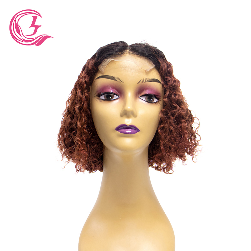 4x4 Transparent Closure Lace Bob Water Wave Wigs 1b/33 Color  | CLJHAIR