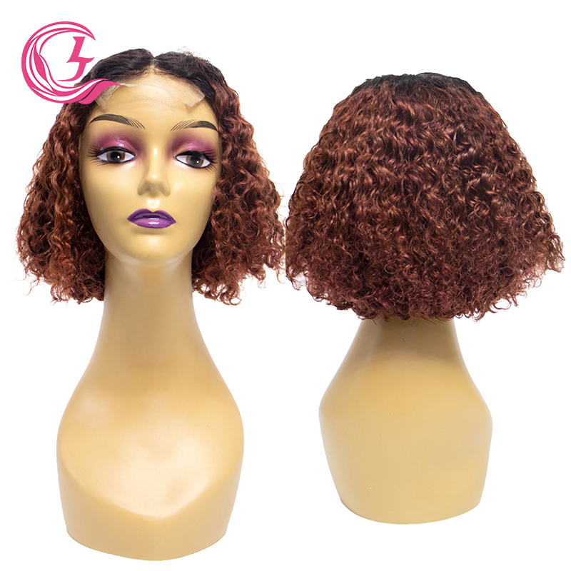 4x4 Transparent Closure Lace Bob Water Wave Wigs 1b/33 Color  | CLJHAIR