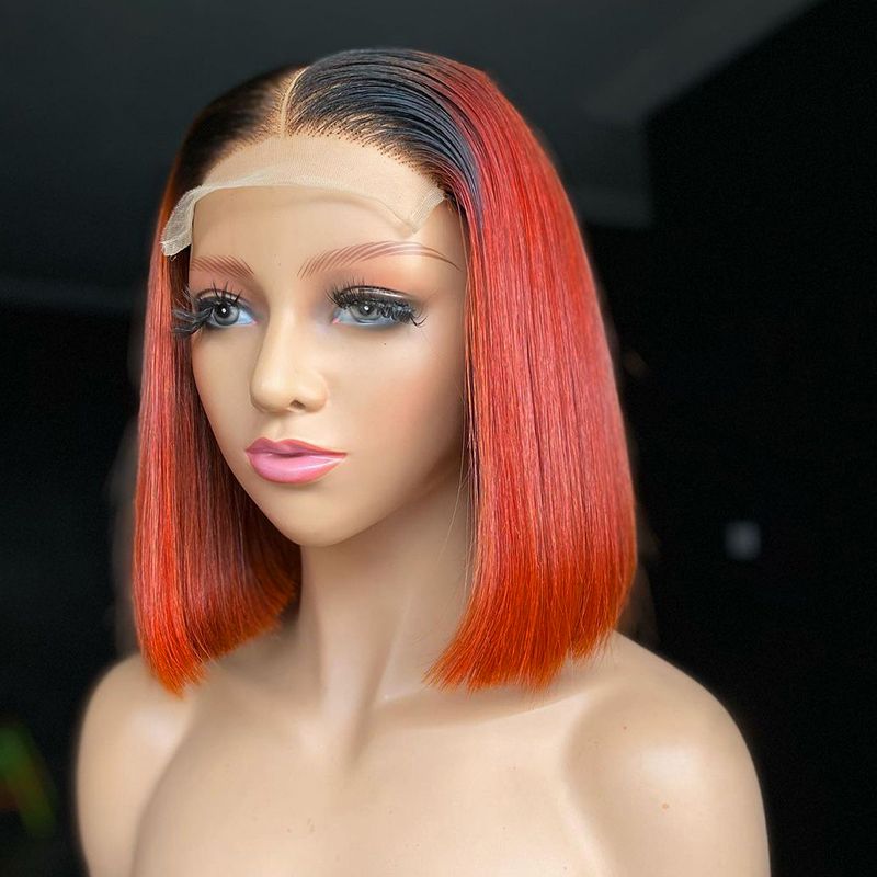 4x4 Transparent Closure Lace Bob Straight Wigs 1b/33 Color Bobo | CLJHAIR