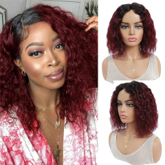 4x4 Transparent Closure Lace Bob Water Wave Wigs 1b/99J Color | CLJHAIR