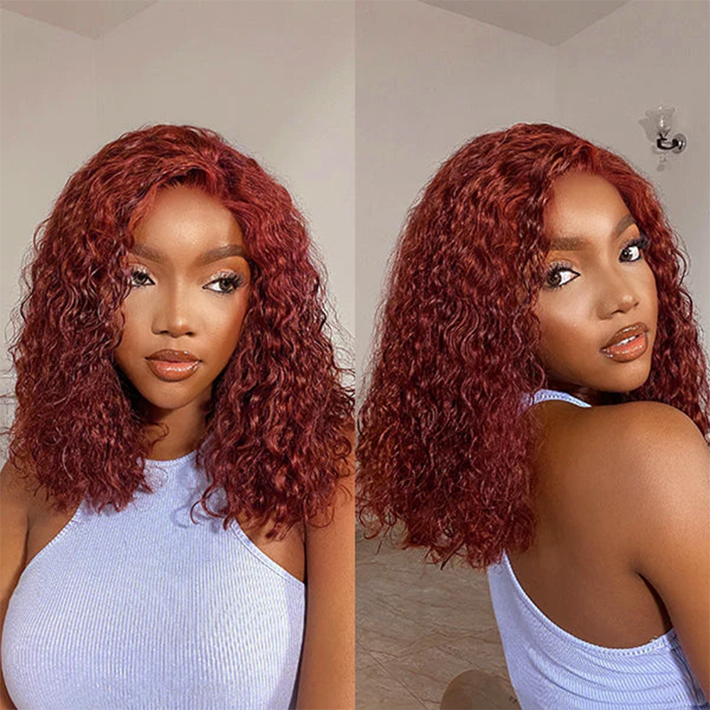 4x4 Transparent Closure Lace Bob Water Wave Wigs #33 Color Wig | CLJHAIR