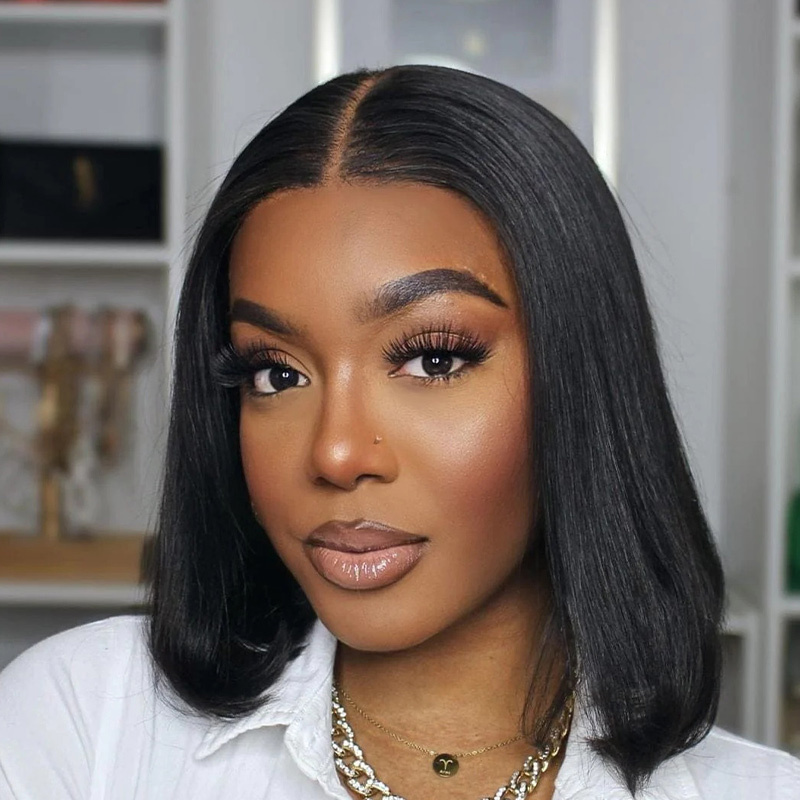 4x4 Transparent Closure Lace Straight #1B Natural Bob Wigs Bobo | CLJHAIR