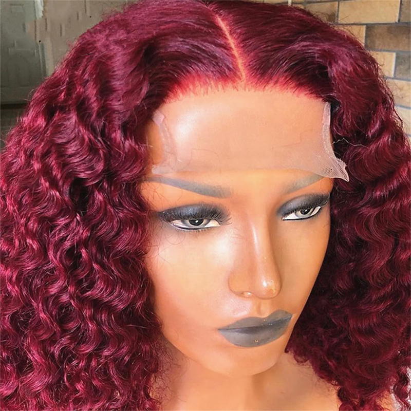 4x4 Transparent Closure Lace Water Wave #99J Color Bob Wigs Bobo | CLJHAIR