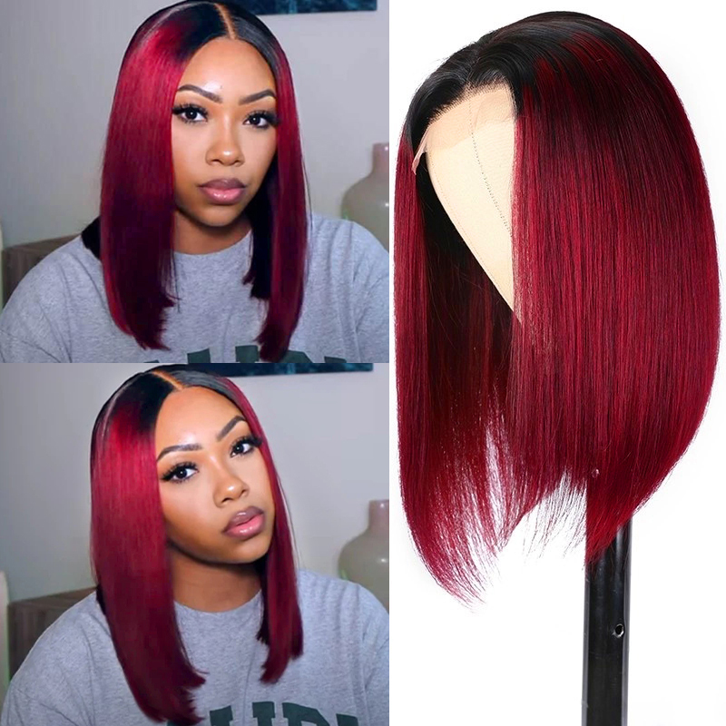 4x4 Transparent Closure Lace Bob Straight Wigs 1b/99J Color | CLJHAIR