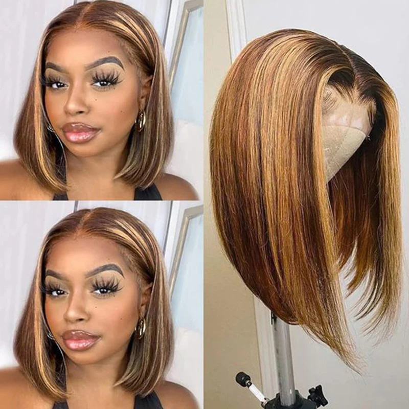 4x4 Transparent Closure Lace Bob Straight Wigs P4-27 Color | CLJHAIR