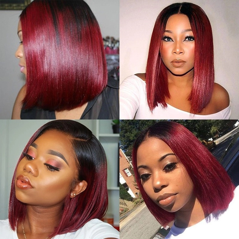 4x4 Transparent Closure Lace Bob Straight Wigs 1b/99J Color | CLJHAIR