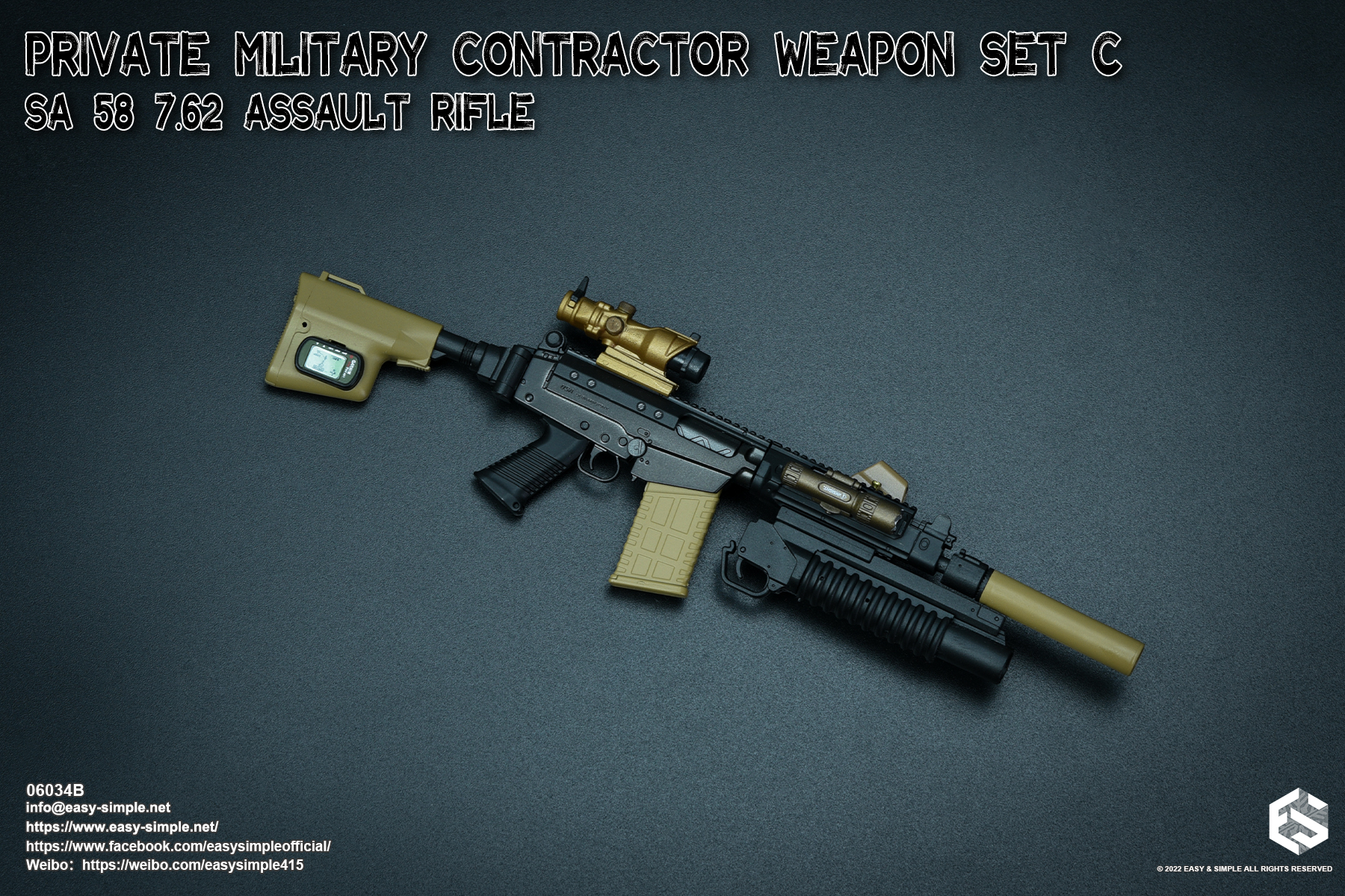Easy&Simple 06034 PMC Weapon Set C SA 58 7.62 Assault Rifle