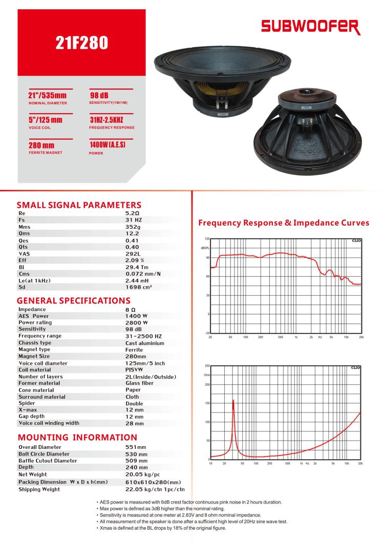 Loose speaker 21 inch 24 inch