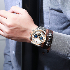 Custom Promotion Wrist Mens Quartz Watch Price Original Chronograph Watches Gold Nifer