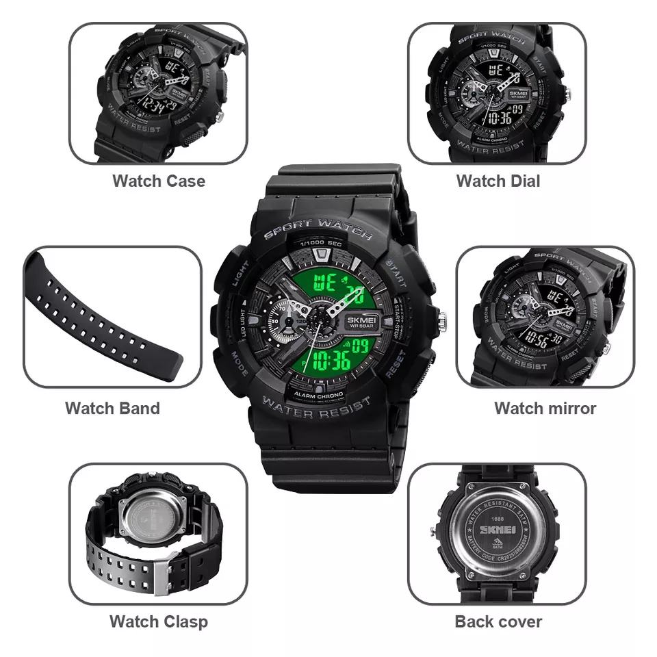 Wholesale Fashion Luxury Quartz Watch Waterproof Shock Watches 2022 Men Military Wrist Digital Alarm Sports Watch