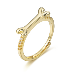Brass gold / silver plated bone adjustable ring