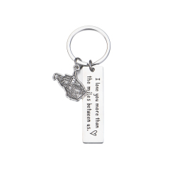 I love you more than the miles between us. Stainless Steel Keychain