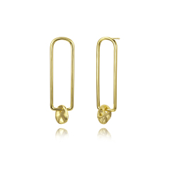 14K Gold Plated Copper Rectangle Drop Earrings