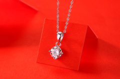 Necklace Round Forever One Solitaire Moissanite Diamond